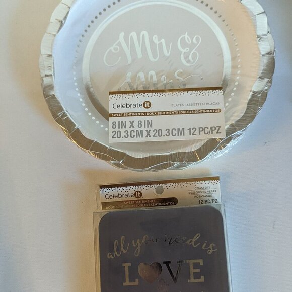 NWT Bachelorette Hen Party Wedding Reception Coasters Paper Plates Celebrate It - Picture 1 of 8